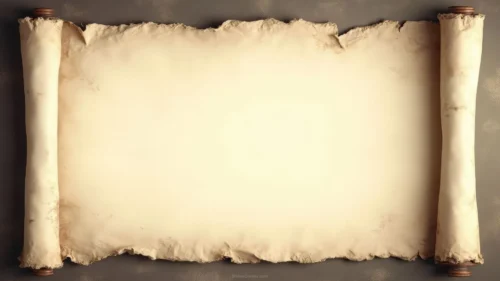 History background for PPT showing an unrolled aged parchment scroll with wooden rollers on each side and a clean cream center on a dark backdrop