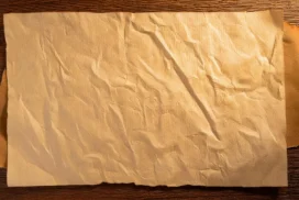 Kraft Paper Background For PowerPoint With A Torn Edge On Wood