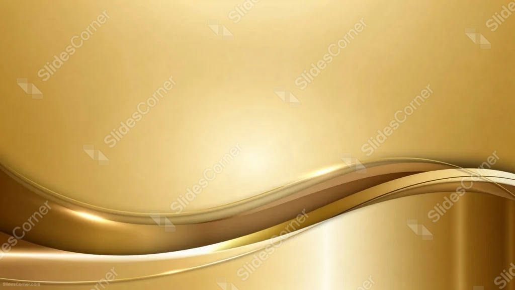 Gold Background For PowerPoint With A Glossy Metallic Wave