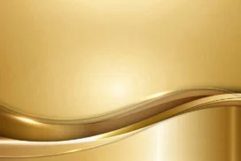 Gold Background For PowerPoint With A Glossy Metallic Wave
