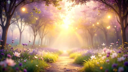 Magical Forest Background For PowerPoint With A Sunlit Path