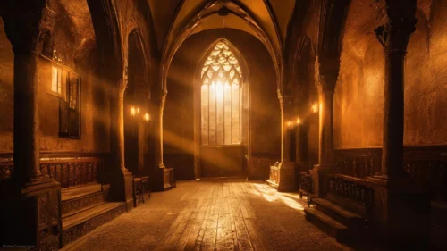 Medieval Church Background For PowerPoint With A Sunlit Gothic Window