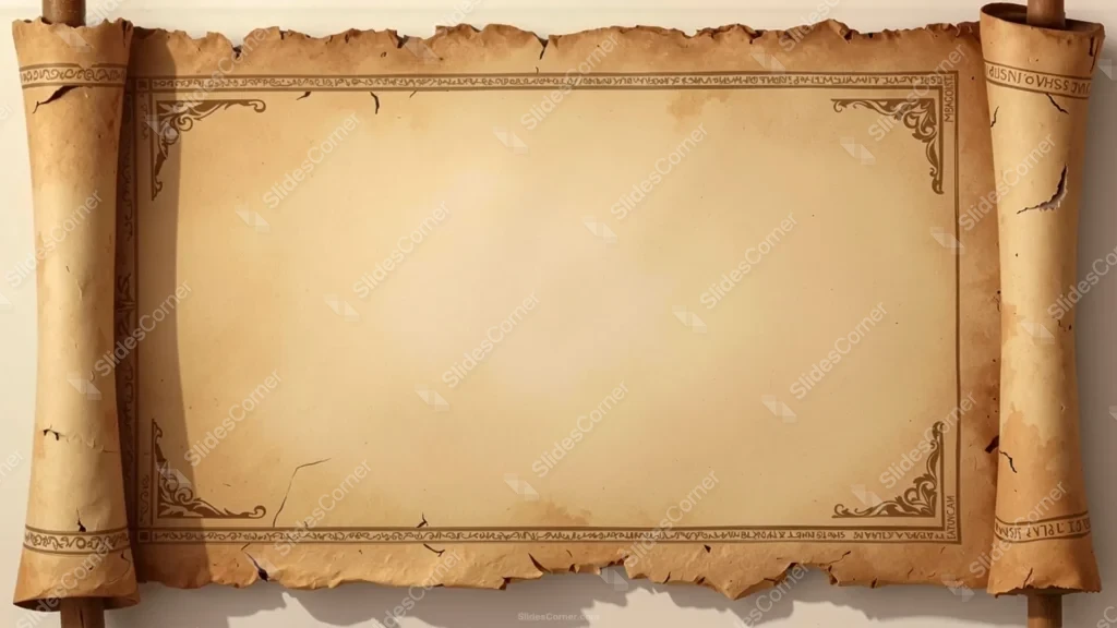 Medieval History Background for PowerPoint with Vintage Scroll Design Medieval History Background for PowerPoint with Vintage Scroll Design