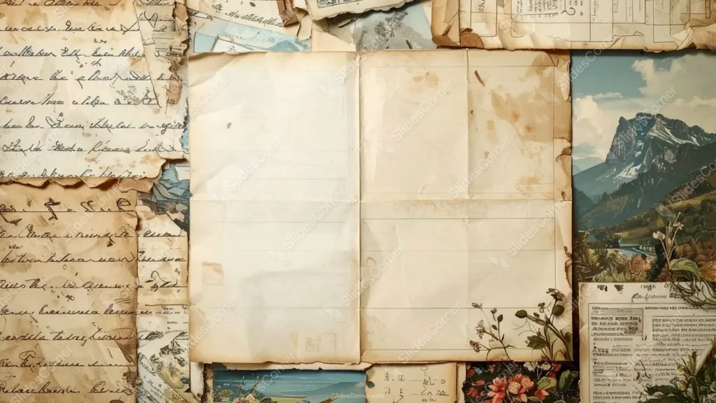 Nostalgic Vintage Background for Slides with Collage