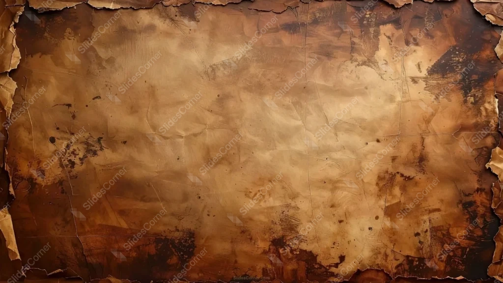 Old Paper Background for Google Slides with Torn Burnt Edges
