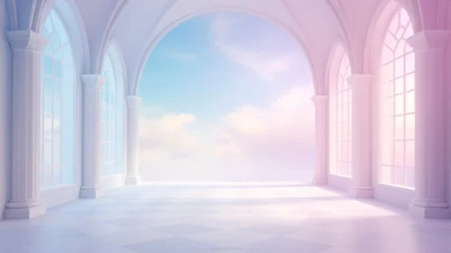 Pastel Aesthetic Background For PowerPoint With Dreamy Arched Hall