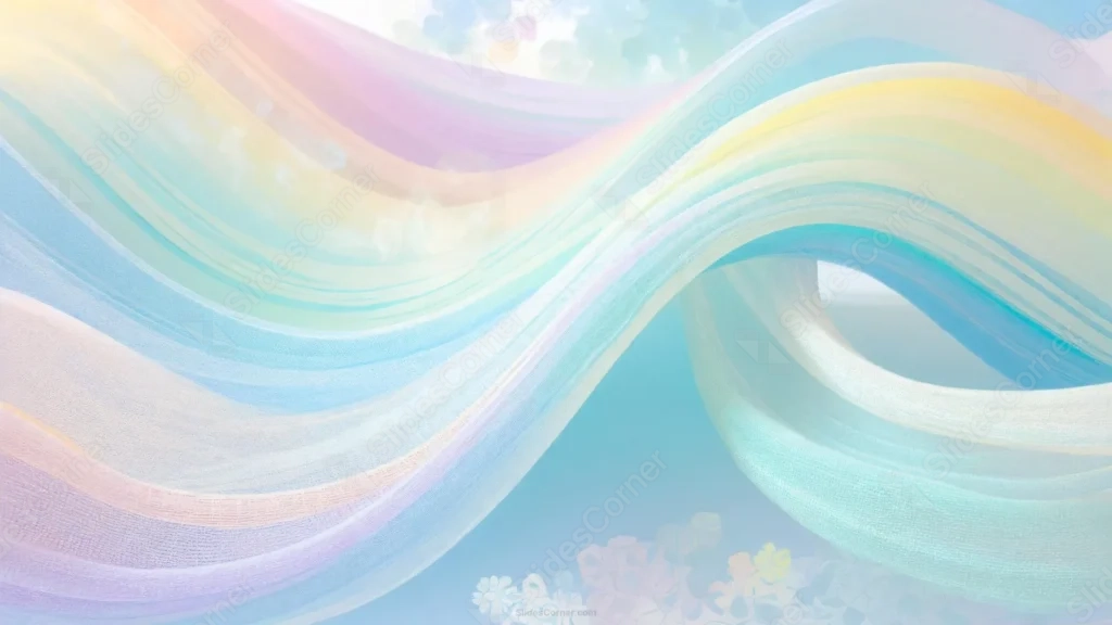 Pastel Baby Blue Background With A Rainbow Silk Ribbon Twist