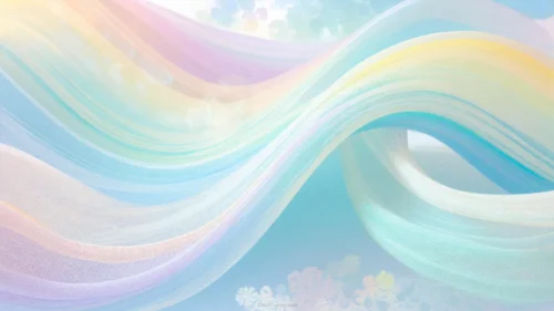 Pastel Baby Blue Background With A Rainbow Silk Ribbon Twist Pastel Baby Blue Background With A Rainbow Silk Ribbon Twist