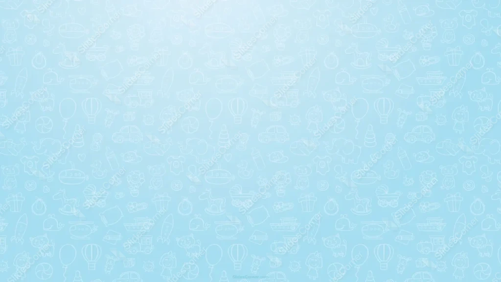 Pastel Baby Light Blue Background with Cute Doodle Icons