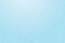 Pastel Baby Light Blue Background with Cute Doodle Icons