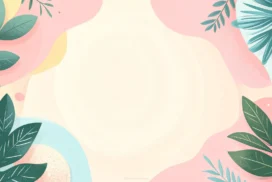 Pastel Leaves Background For PowerPoint With Four Corner Foliage