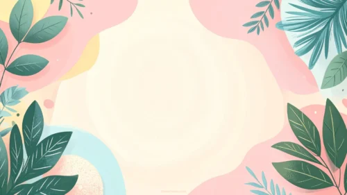 Pastel Leaves Background For PowerPoint With Four Corner Foliage