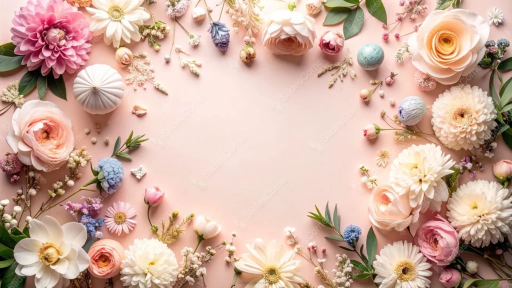 Floral Frame Background For Google Slides With Pastel Blooms