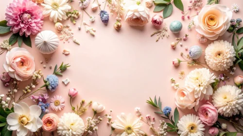 Floral Frame Background For Google Slides With Pastel Blooms Floral Frame Background For Google Slides With Pastel Blooms
