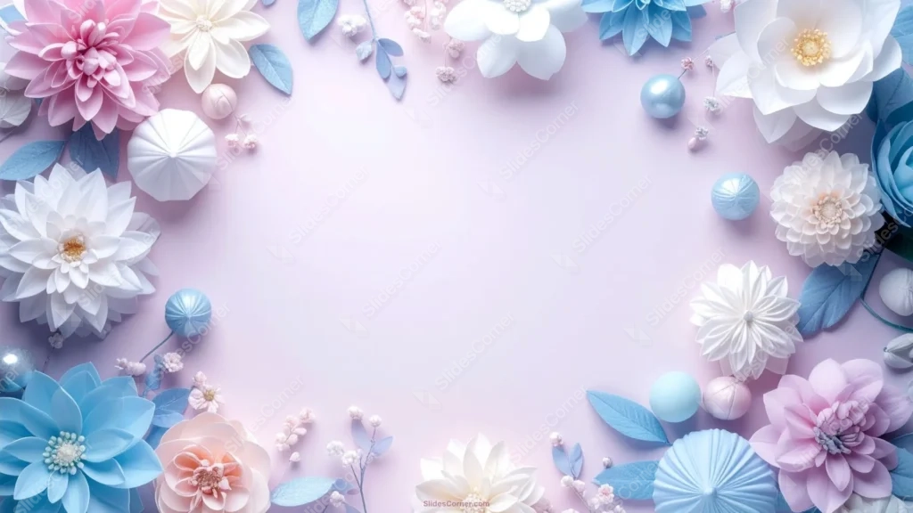Pastel Floral PPT Background with Paper Dahlias and Pearls Pastel Floral PPT Background with Paper Dahlias and Pearls
