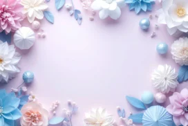 Pastel Floral PPT Background with Paper Dahlias and Pearls