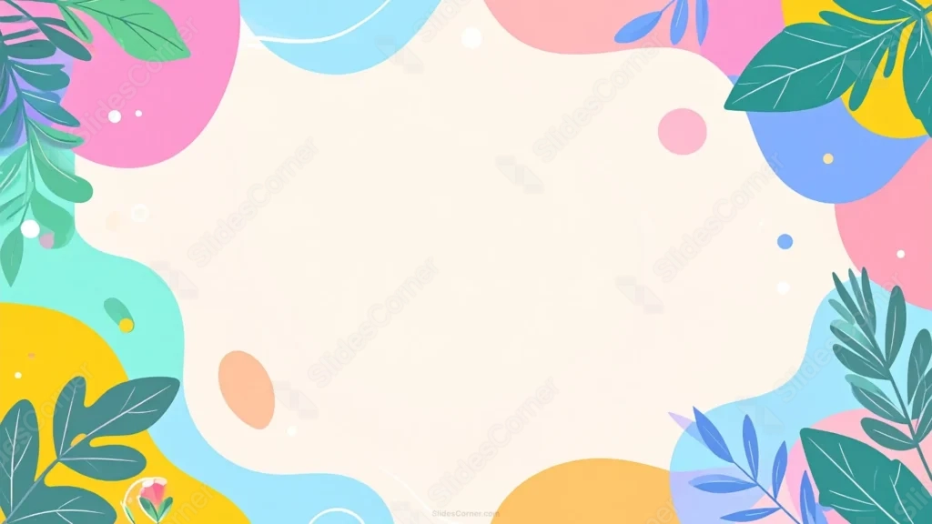 Colorful PPT Background With Scalloped Leafy Corners