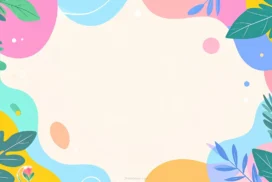 Colorful PPT Background With Scalloped Leafy Corners