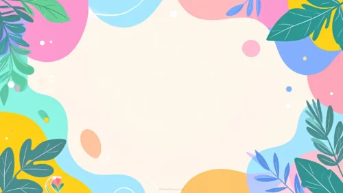Colorful PPT Background With Scalloped Leafy Corners Colorful PPT Background With Scalloped Leafy Corners