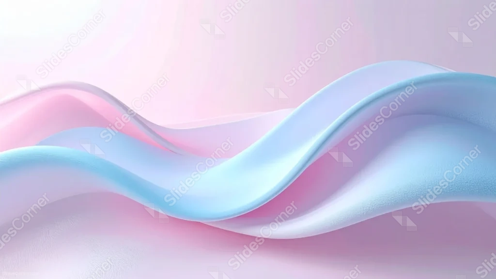 Pastel Pink And Blue Background For PowerPoint With Silk Wave Ribbons