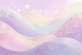 Pastel Rainbow Background For PowerPoint With Glittering Wave Layers