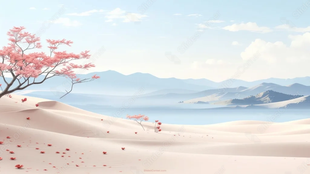 Minimalist Pink Background For PowerPoint With A Blossom Tree Minimalist Pink Background For PowerPoint With A Blossom Tree