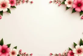 Cherry Blossom Background For PowerPoint With Diagonal Branch Corners