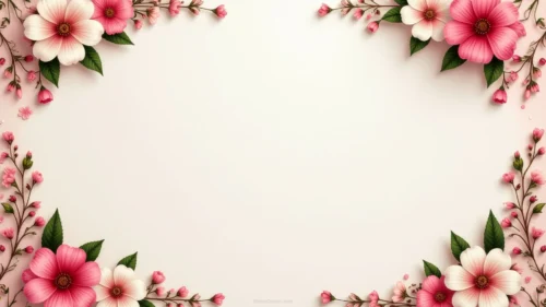Cherry Blossom Background For PowerPoint With Diagonal Branch Corners