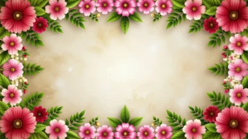 Floral Frame Background For PowerPoint With Lily-Of-The-Valley Accents
