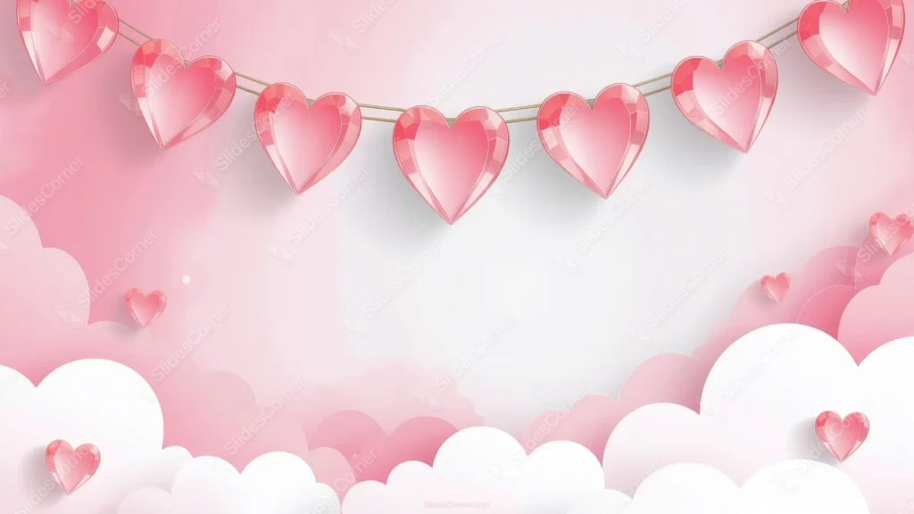 Valentine Hearts Background For PowerPoint With a Glossy Heart Garland