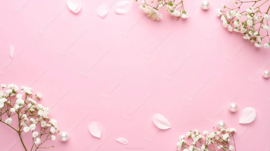 Cute Pink Background For Slides With Pearls And Baby’s Breath Cute Pink Background For Slides With Pearls And Baby’s Breath