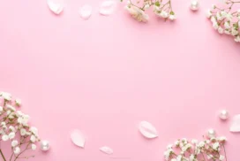 Cute Pink Background For Slides With Pearls And Baby’s Breath