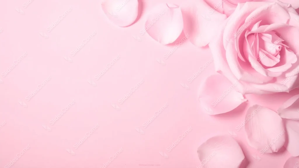 Pink Rose Background For Slides With A Single Bloom And Petals