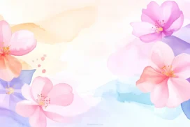 Watercolor Floral Background For PowerPoint With Large Cherry Blooms
