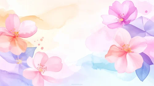 Watercolor Floral Background For PowerPoint With Large Cherry Blooms Watercolor Floral Background For PowerPoint With Large Cherry Blooms