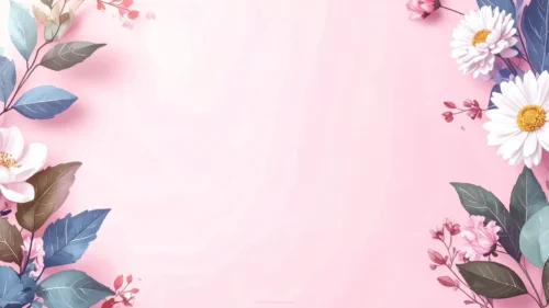 Pink Floral Background For Google Slides With Watercolor Daisies