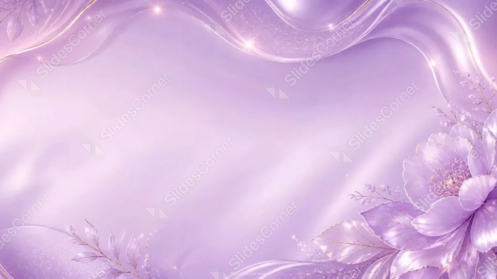 Purple Floral Background For PowerPoint With A Glassy Crystal Bloom