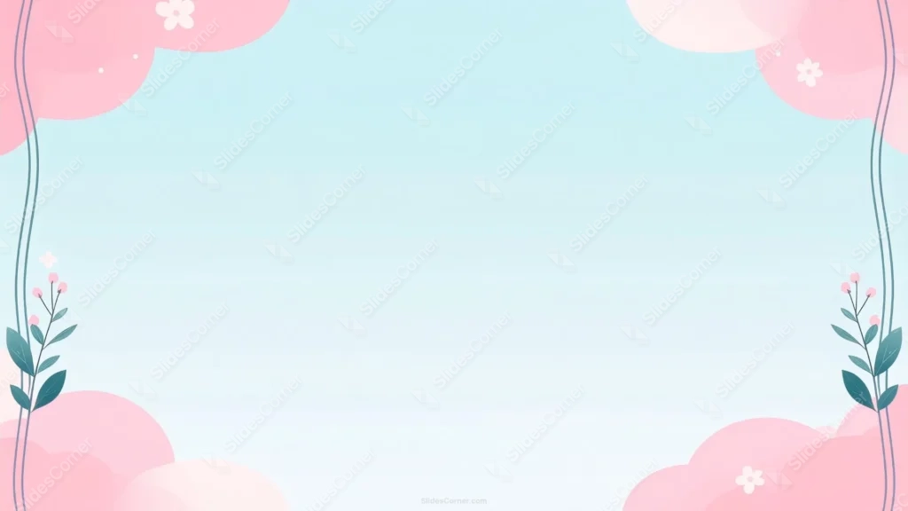 Simple Cute Background For PowerPoint With Vine-Trimmed Sky Clouds