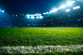 Soccer Background for PowerPoint with Night Stadium Floodlights