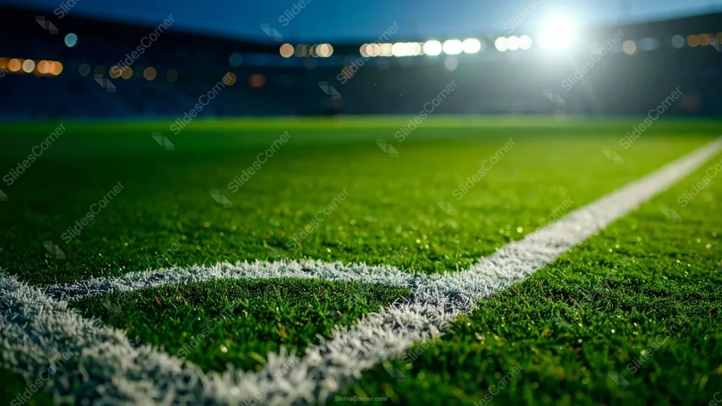 Soccer Field Background With Macro Grass and a Corner Line