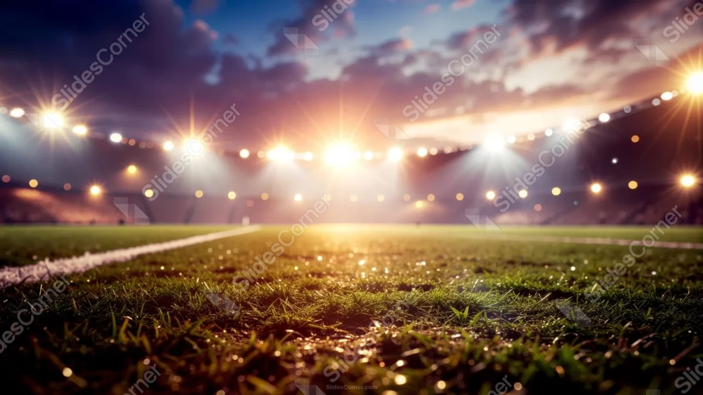 Soccer Stadium Background For PowerPoint With A Ground-Level View