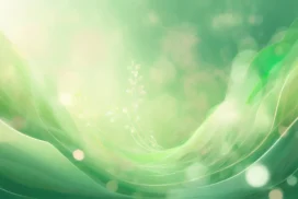 Green Background For PowerPoint With A Soft Glowing Leaf Sprig