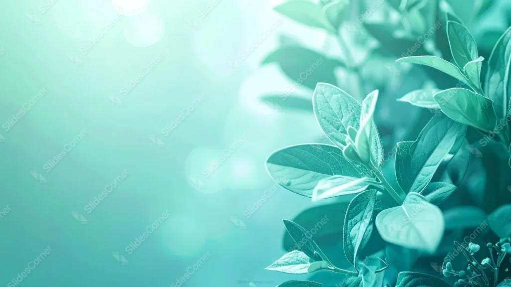 Green Nature Background For PowerPoint With Teal Leaf Photography Green Nature Background For PowerPoint With Teal Leaf Photography