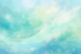 Teal Watercolor Background For PowerPoint With Soft Cloud Wisps