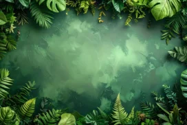 Tropical Leaves Background For Google Slides With a Misty Jungle Pond