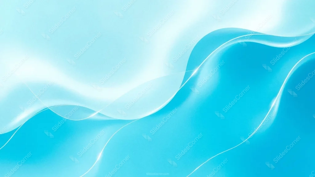 Turquoise Abstract Background For PowerPoint With Glowing Silk Waves