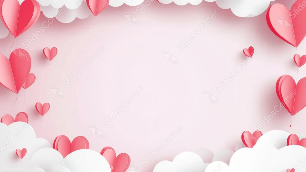 Valentine Hearts Background For PowerPoint With Paper Cut Balloons Valentine Hearts Background For PowerPoint With Paper Cut Balloons