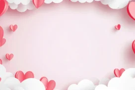 Valentine Hearts Background For PowerPoint With Paper Cut Balloons