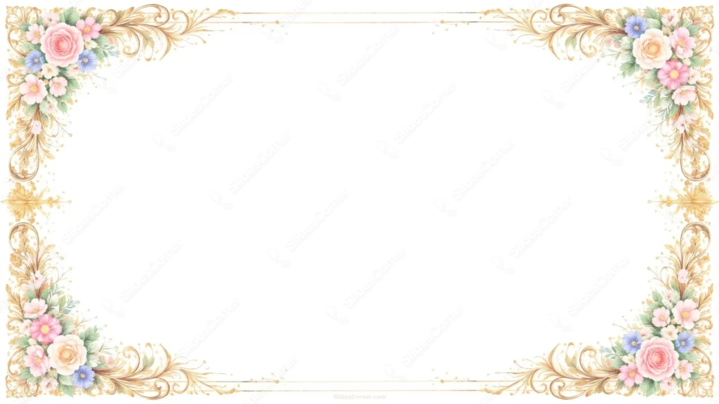 Vintage Floral Background for Slides with Gold Scroll Frame Vintage Floral Background for Slides with Gold Scroll Frame