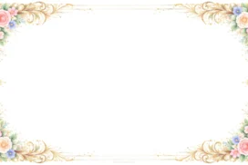 Vintage Floral Background for Slides with Gold Scroll Frame